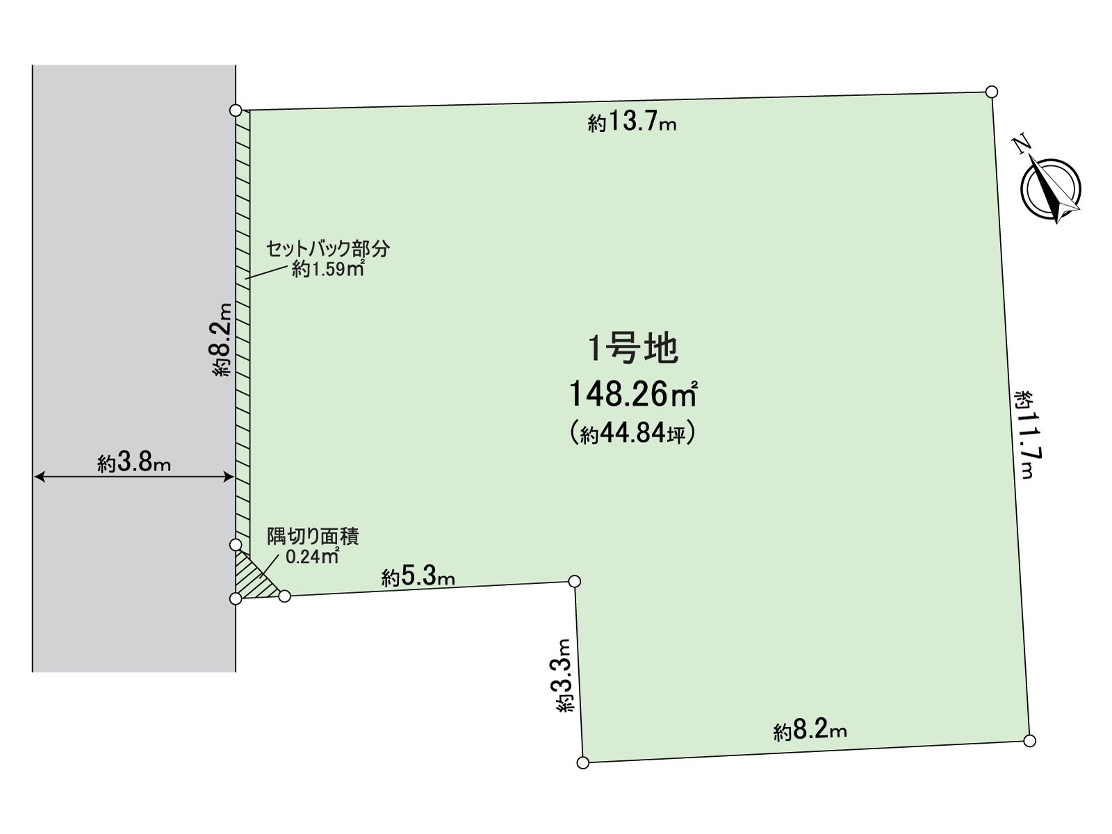Land area: It is about 44.84 tsubo.