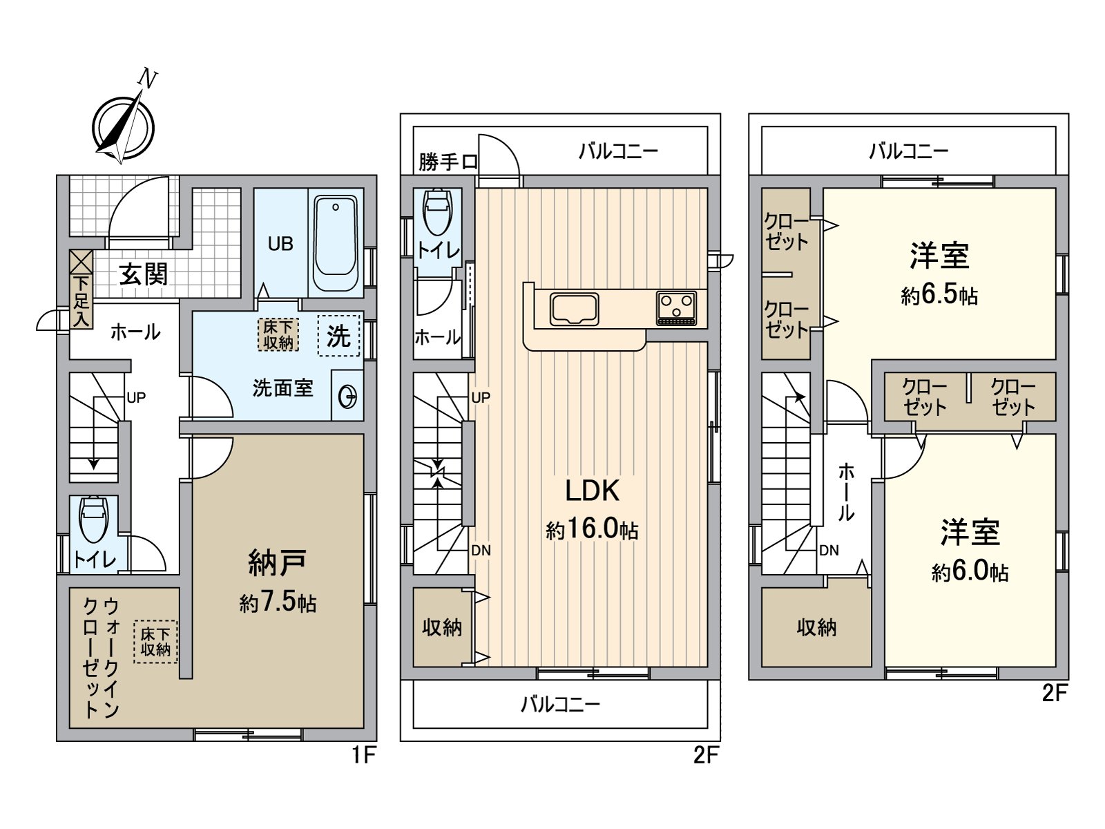 There are Plan of 2SLDK, the walk-in closet, too.