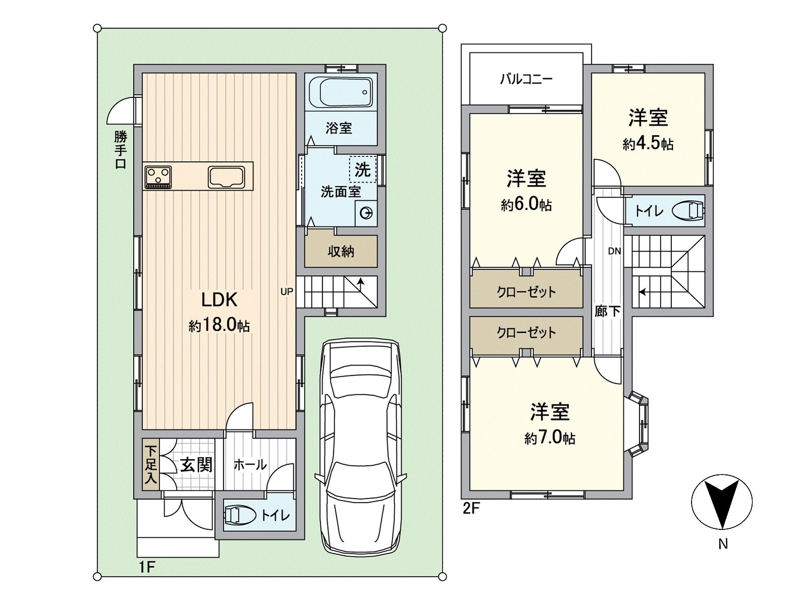 Plan of the 3LDK, parking one possibility (there are Depending on car type restrictions)
