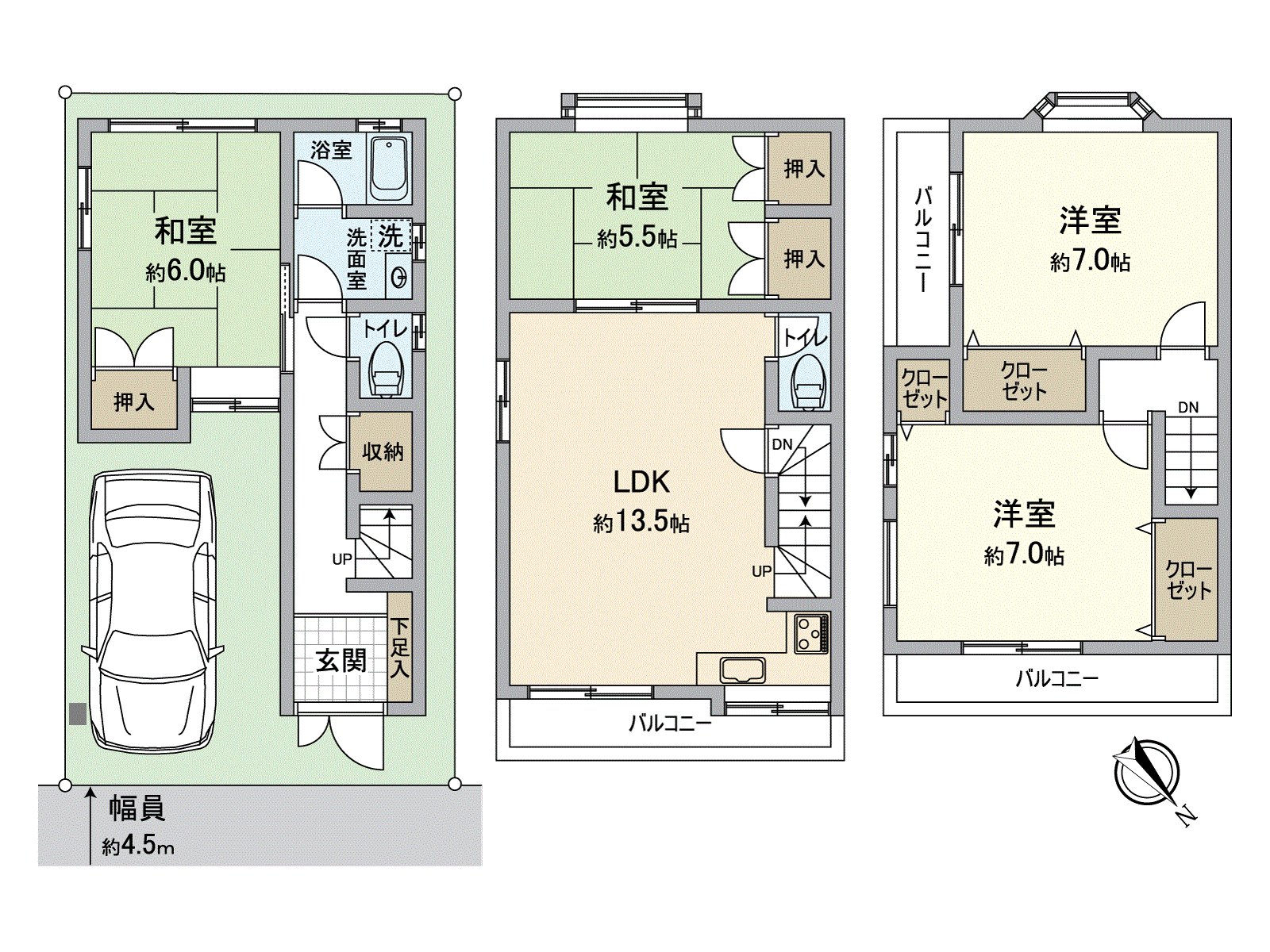 4LDK的房型，停车1可以(有出自车型的限制)