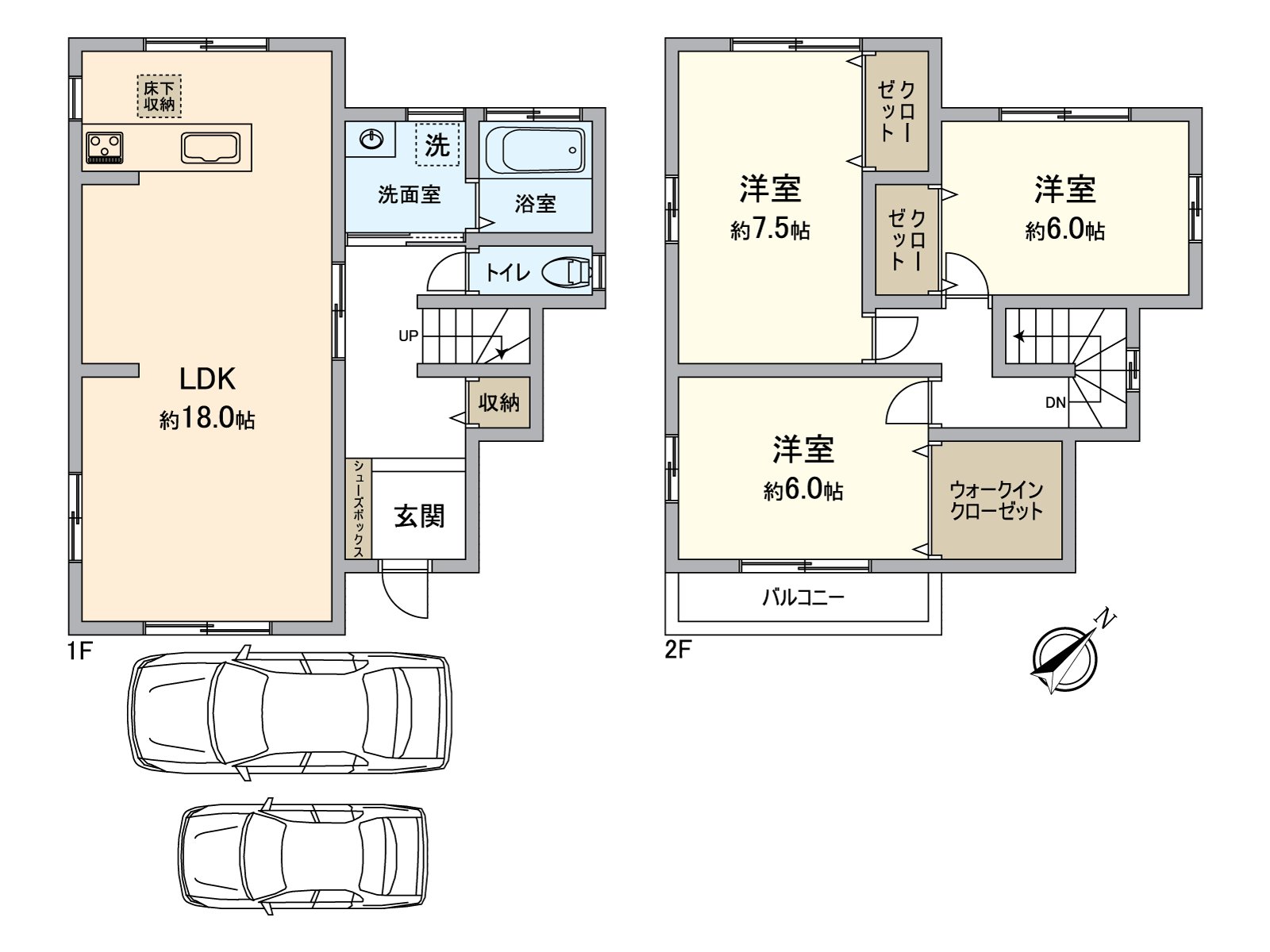 Plan of the 3LDK. There is it six quires of each room or more.