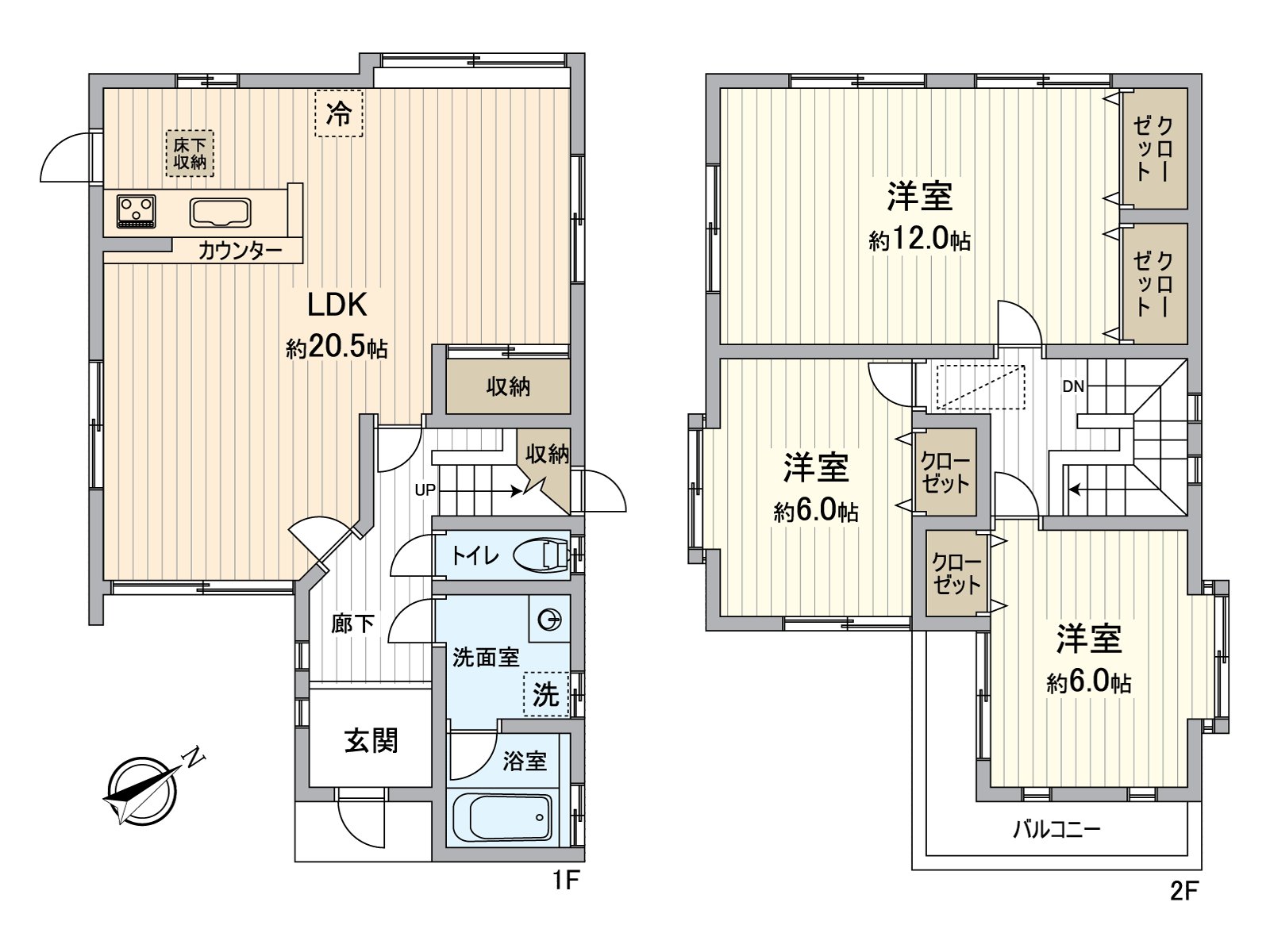 There is it Plan of the 3LDK, all rooms six quires or more.