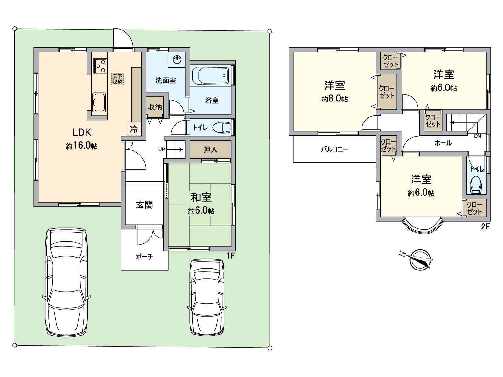 There is it Plan of 4LDK, all rooms six quires or more.