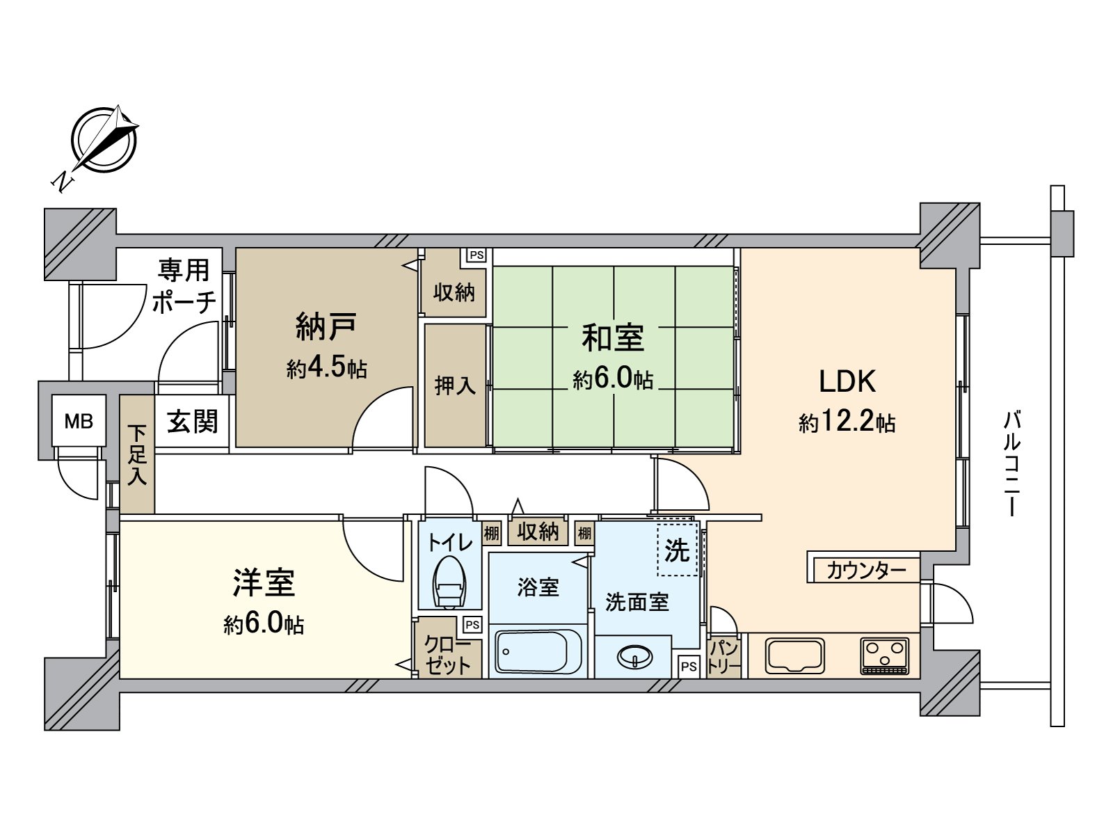 有專用2SLDK的房型，門。
