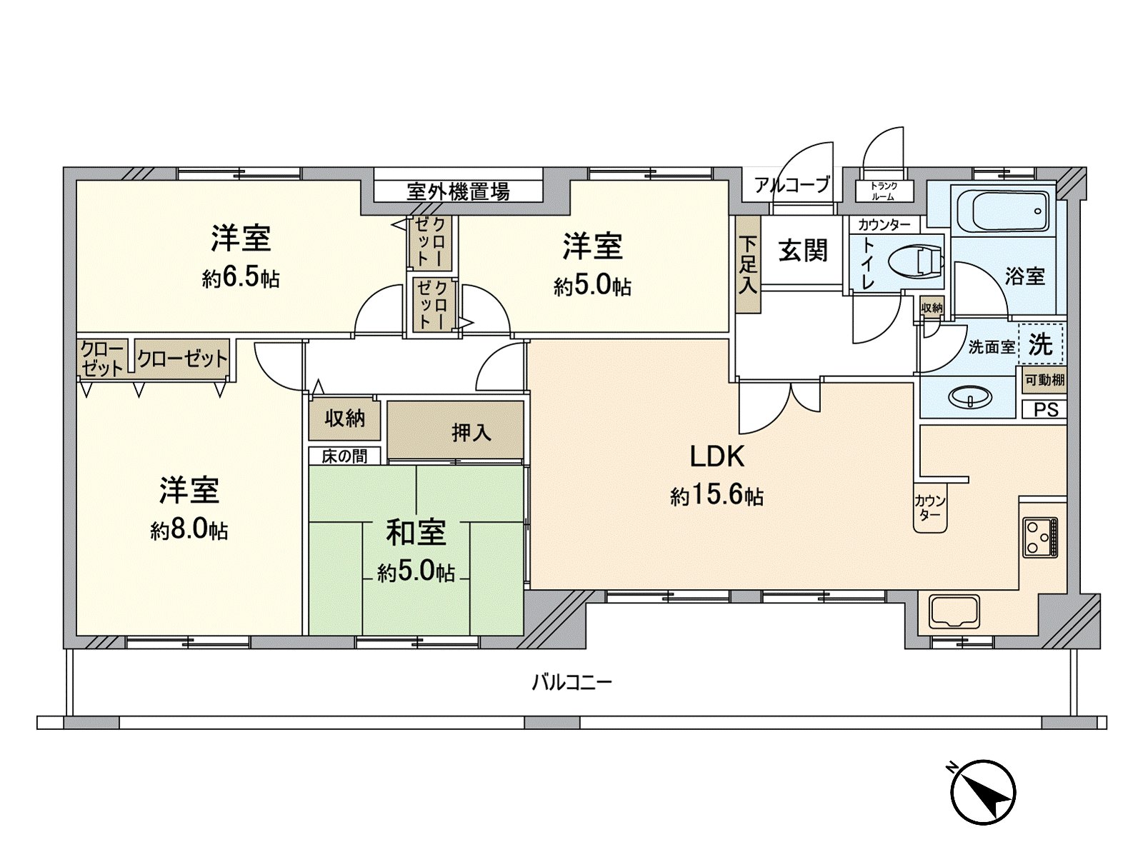 私人使用面積87.33平方公尺4LDK的房型
