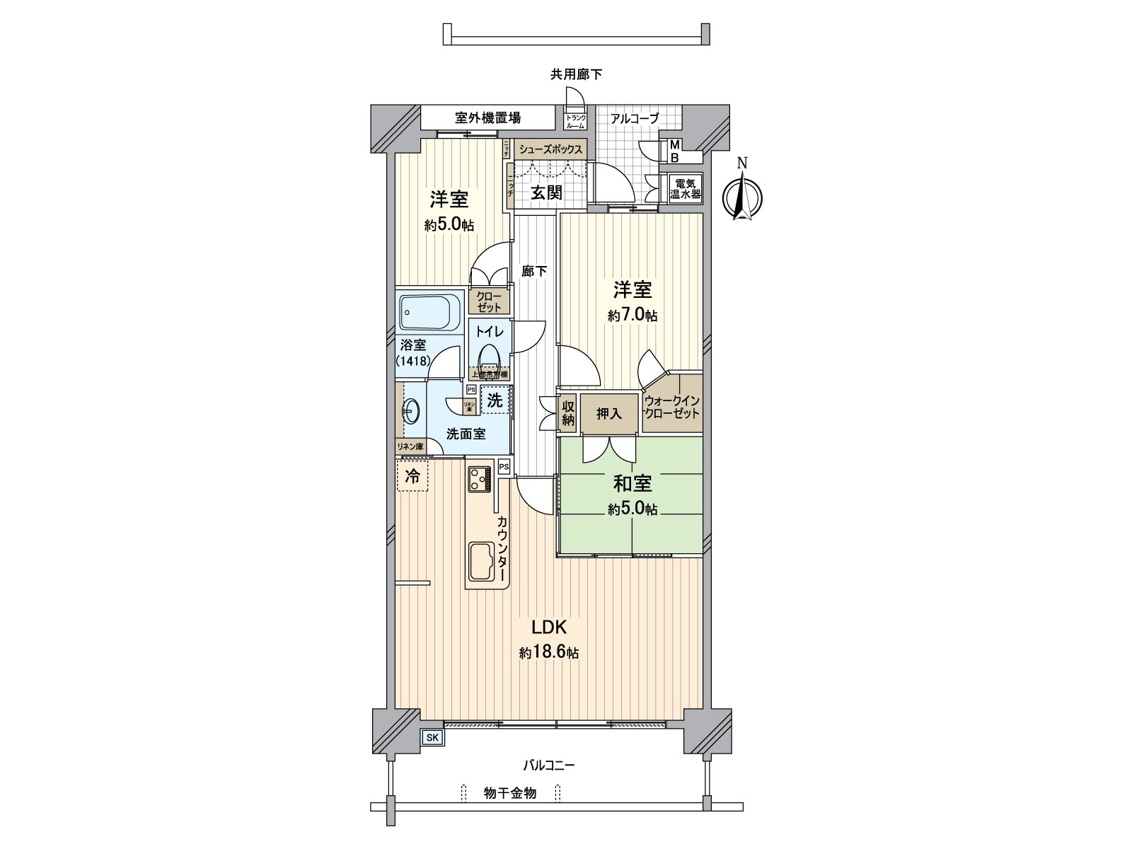 约18.6张塌塌米房型图3LDK LDK的房型