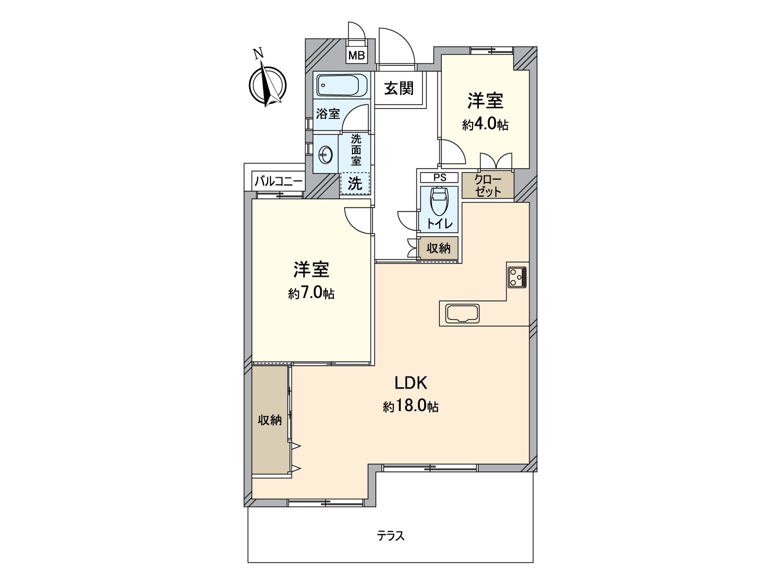 There are Plan of 2LDK, an exclusive garden.