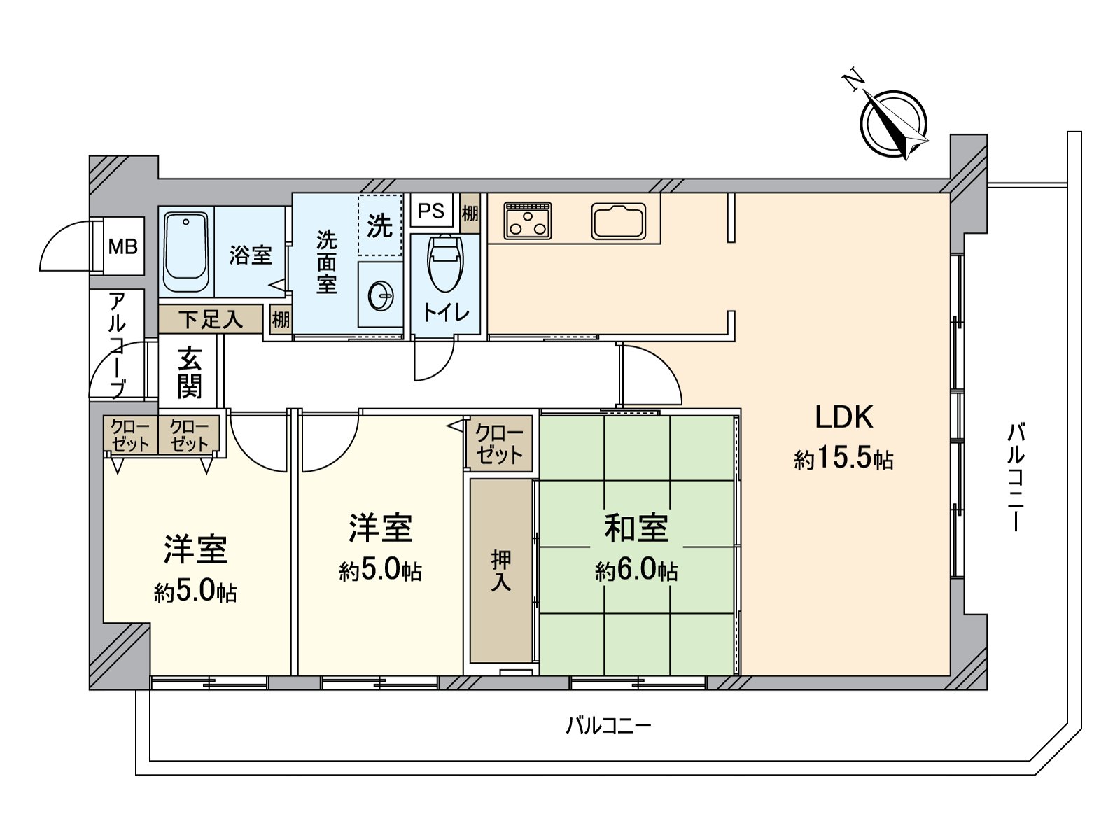东南、南西的边角房。全居室面向阳台。