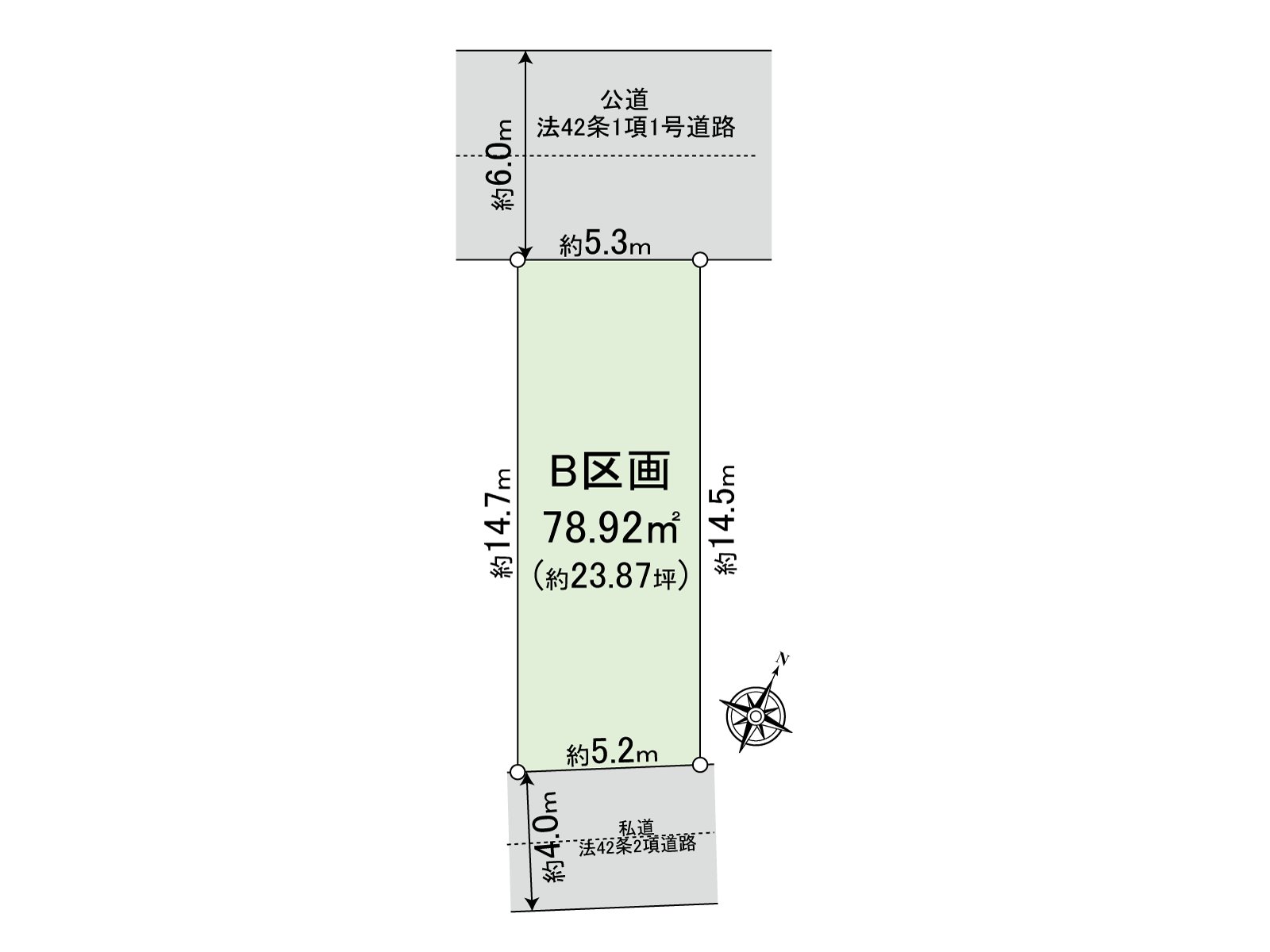 约23.87坪。前面道路约6.0m。