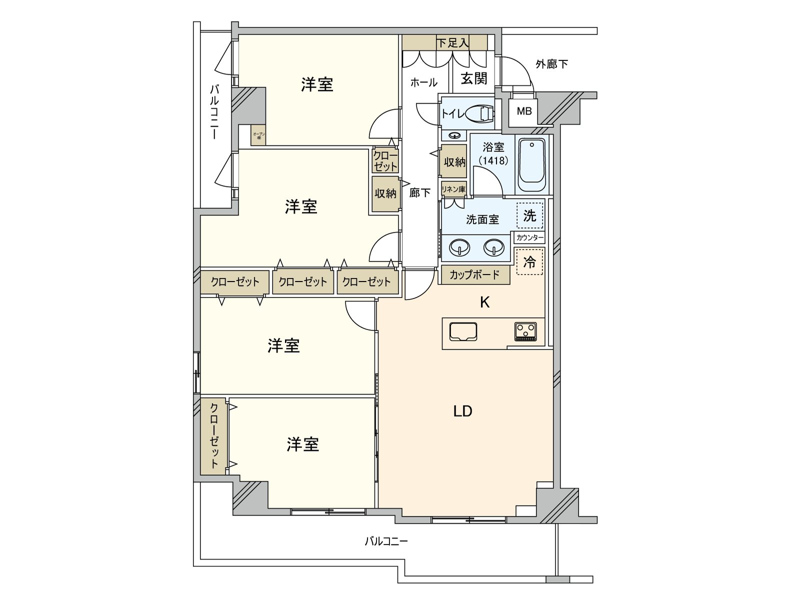 4LDK, 83.97 square meters (about 25.4 tsubo)