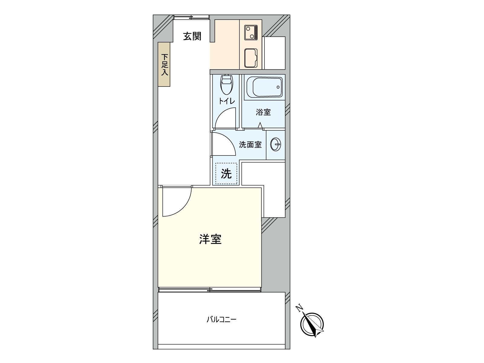 Exclusive area: 24.3 square meters of Layout: 1K