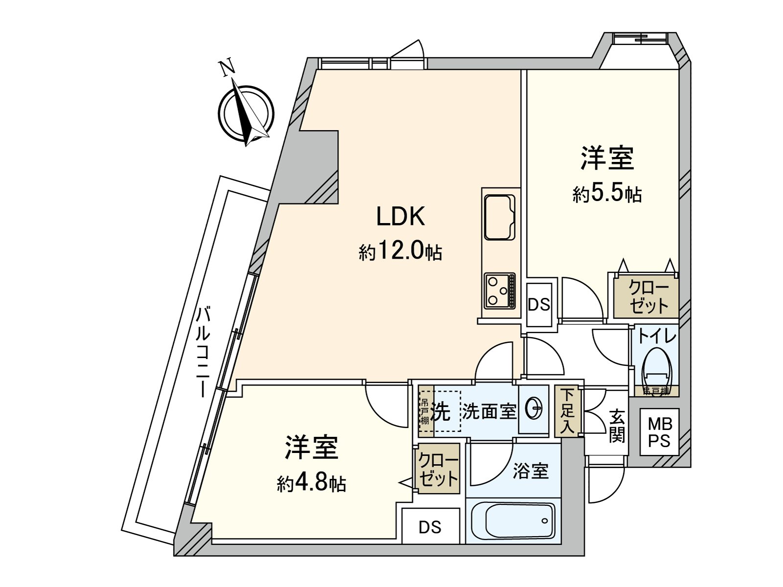 实际使用面积：57.18平米房型：2LDK