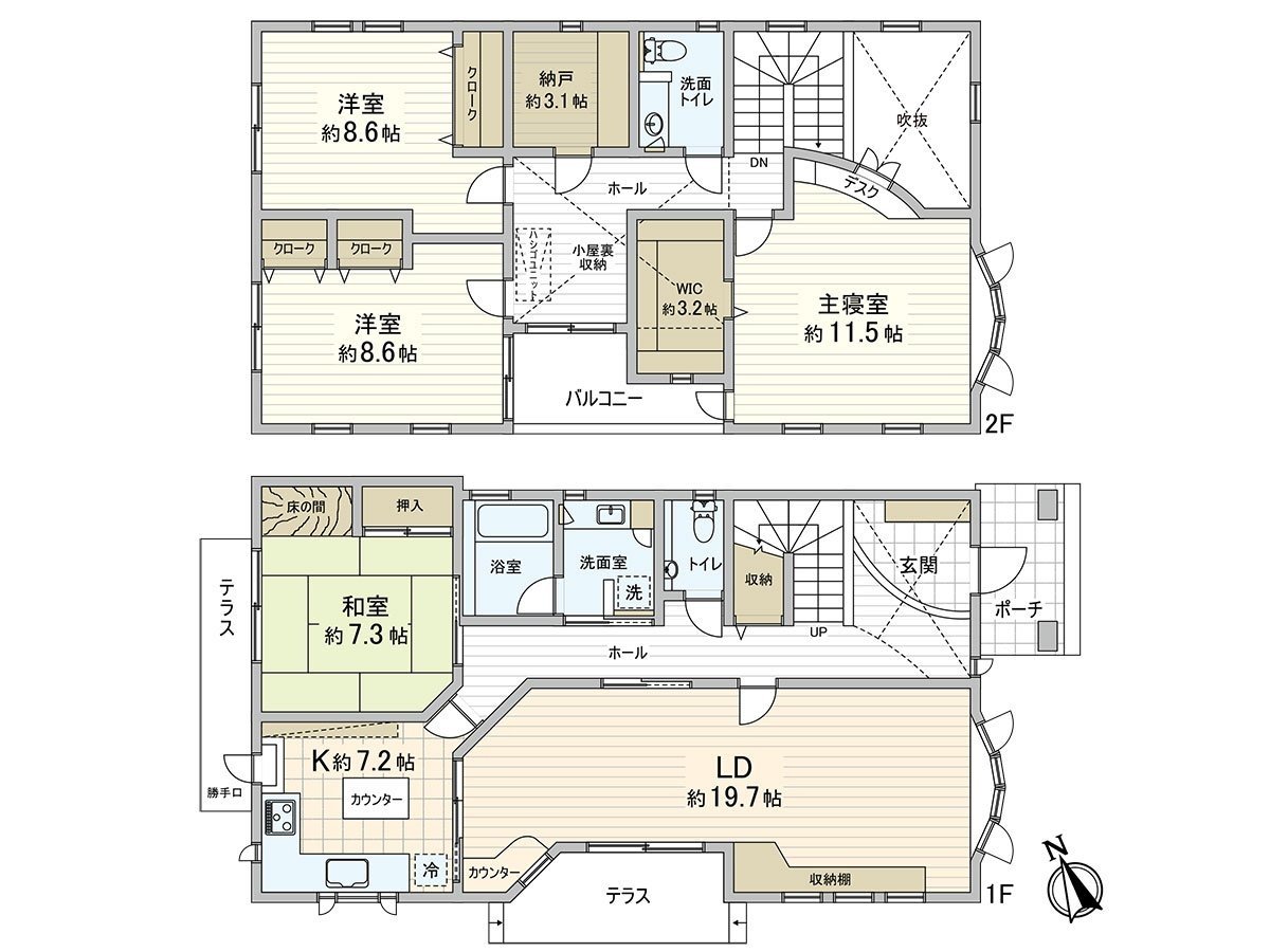 The back of Floor plan building about 53.4 tsubo 4LDK+ storeroom + hut storing