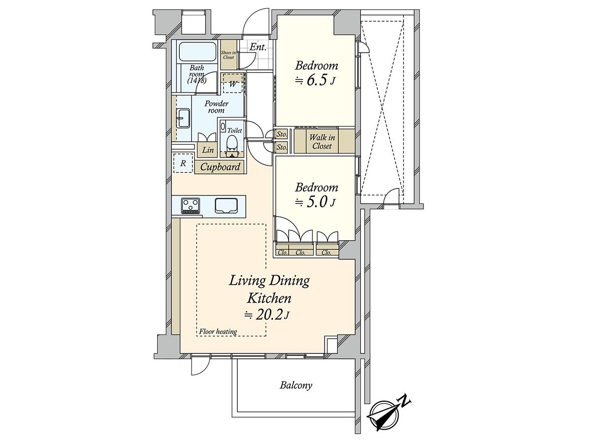 平面圖(根據正在2LDK做間取変更分售時候3LDK的家族構成是房型變更可能。)在客廳設置地板暖氣