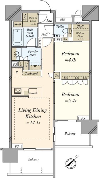 間取図：56.28平米(約17.02坪)、バルコニー12.10平米