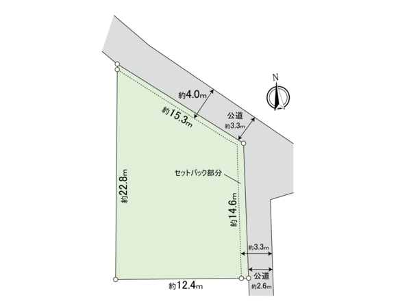 I include about 15.3 square meters of Land area 238.21 square meters (about 72.05 tsubo) setback