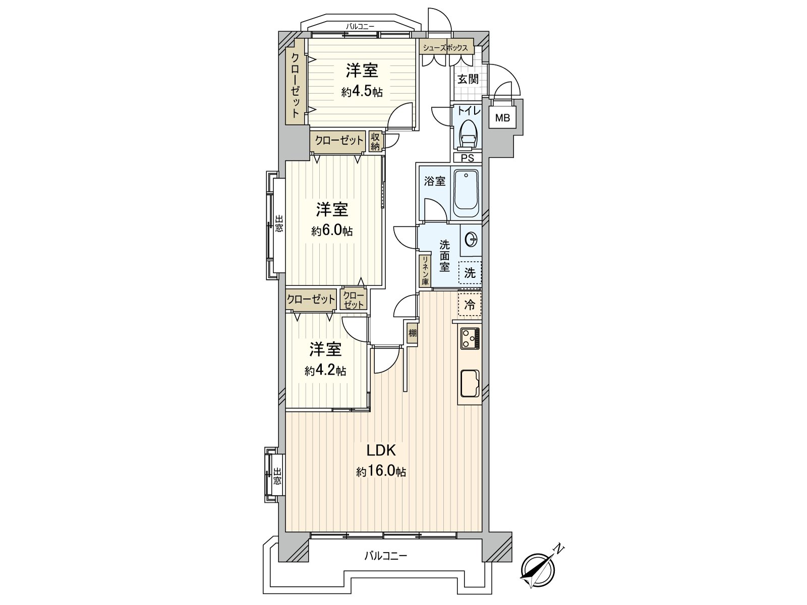 74 square meters of exclusive area