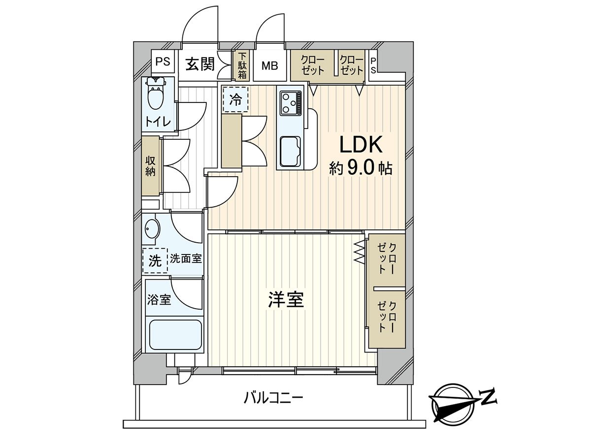 开放式厨房易用性好的1LDK