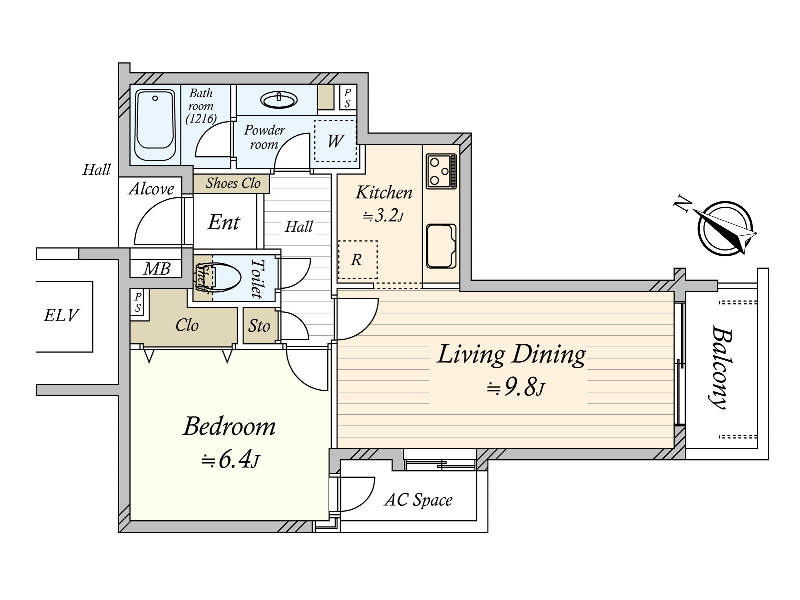 Exposure to the sun is good because of Southeast ･ Southwest Corner Unit