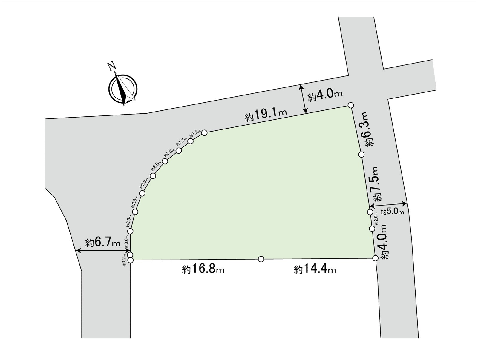 It is Land facing North, West, the east side road. As I contact with the road of 3 directions, it seems to be easy to secure lighting, the ventilation.