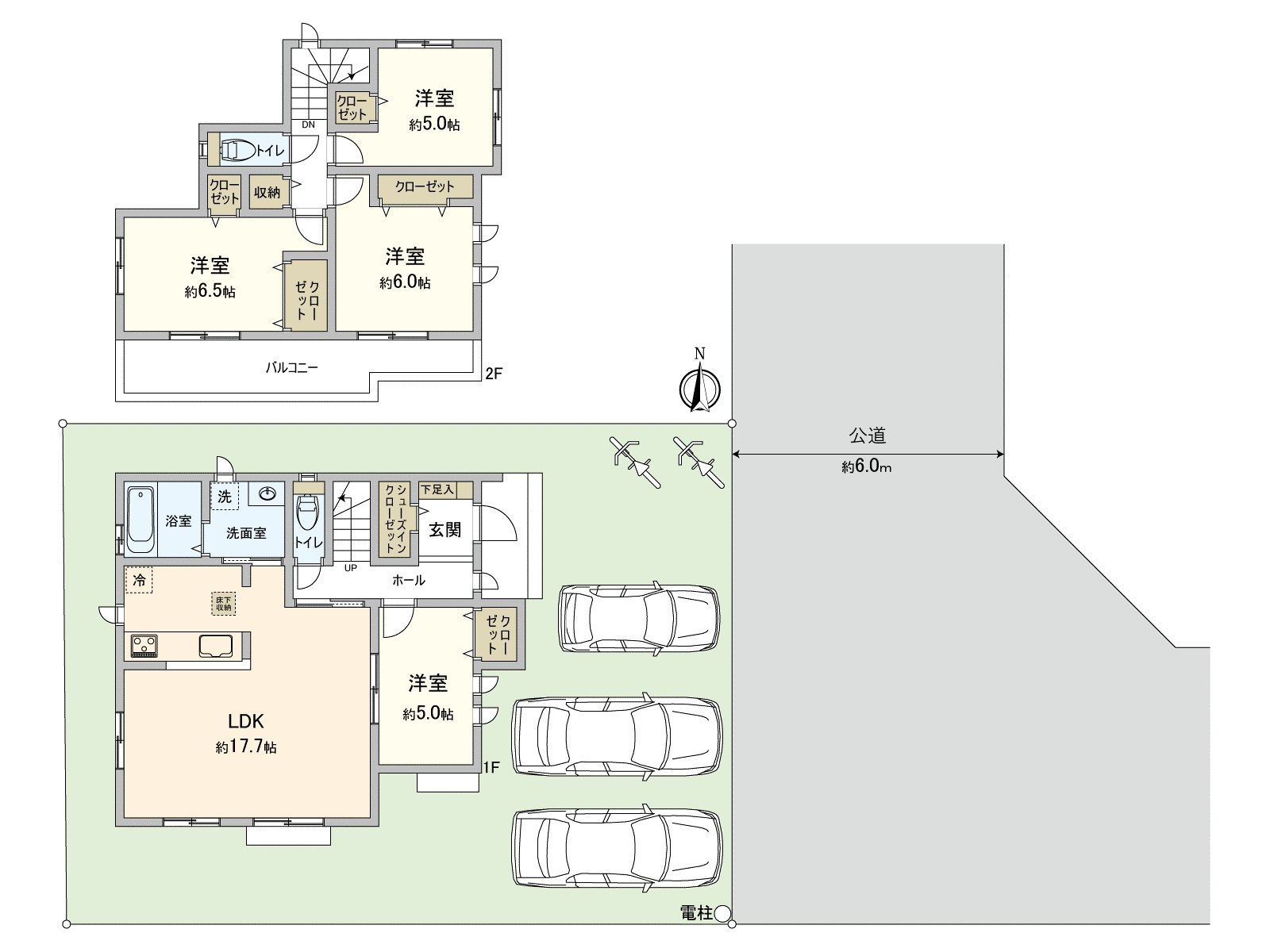 157.33 square meters of plottage, Total floor area 97.29 square meters, Plan of 4LDK 　