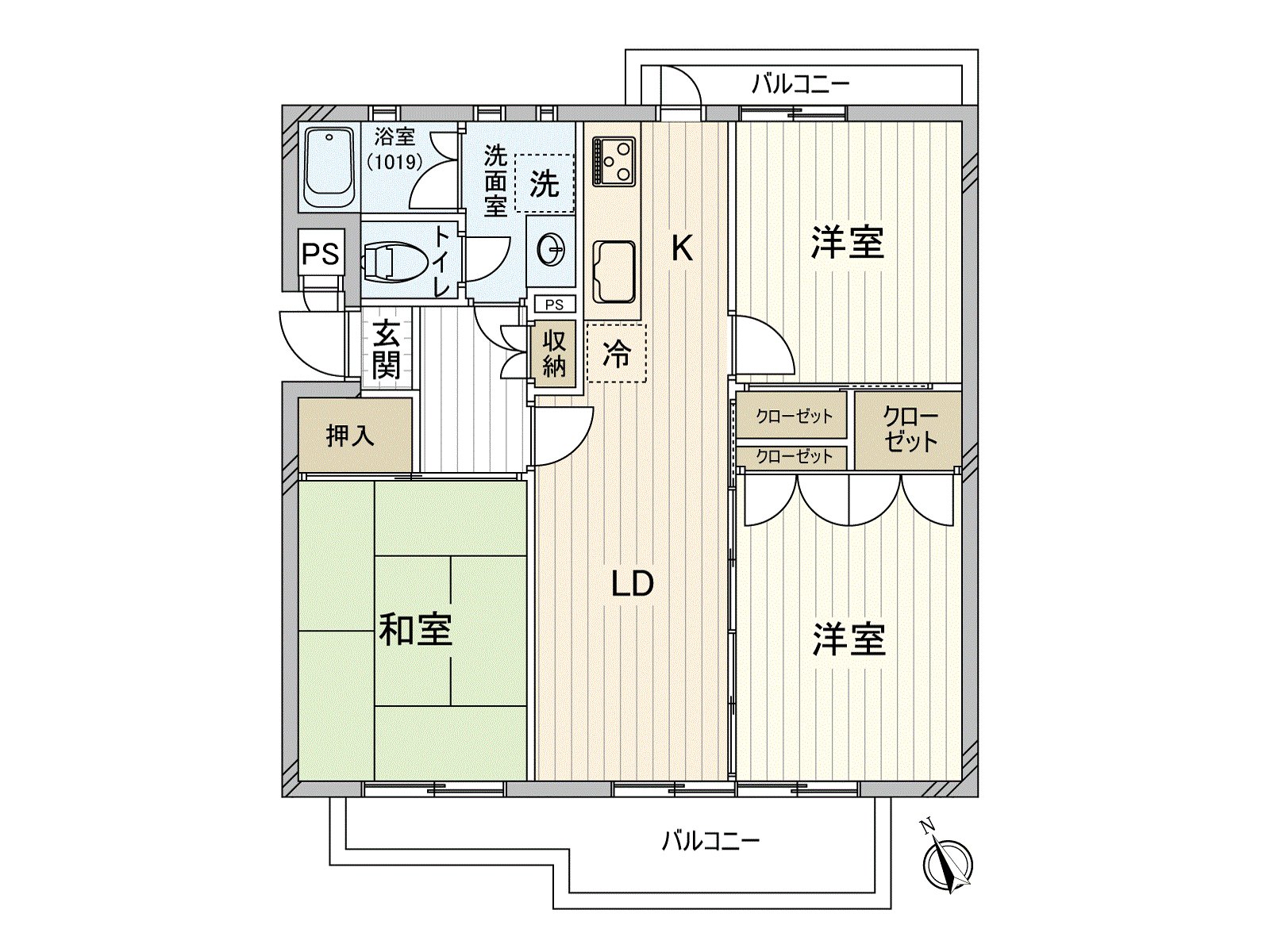 為向南和東北有陽台亮的陽光和舒服的風在室內降臨。