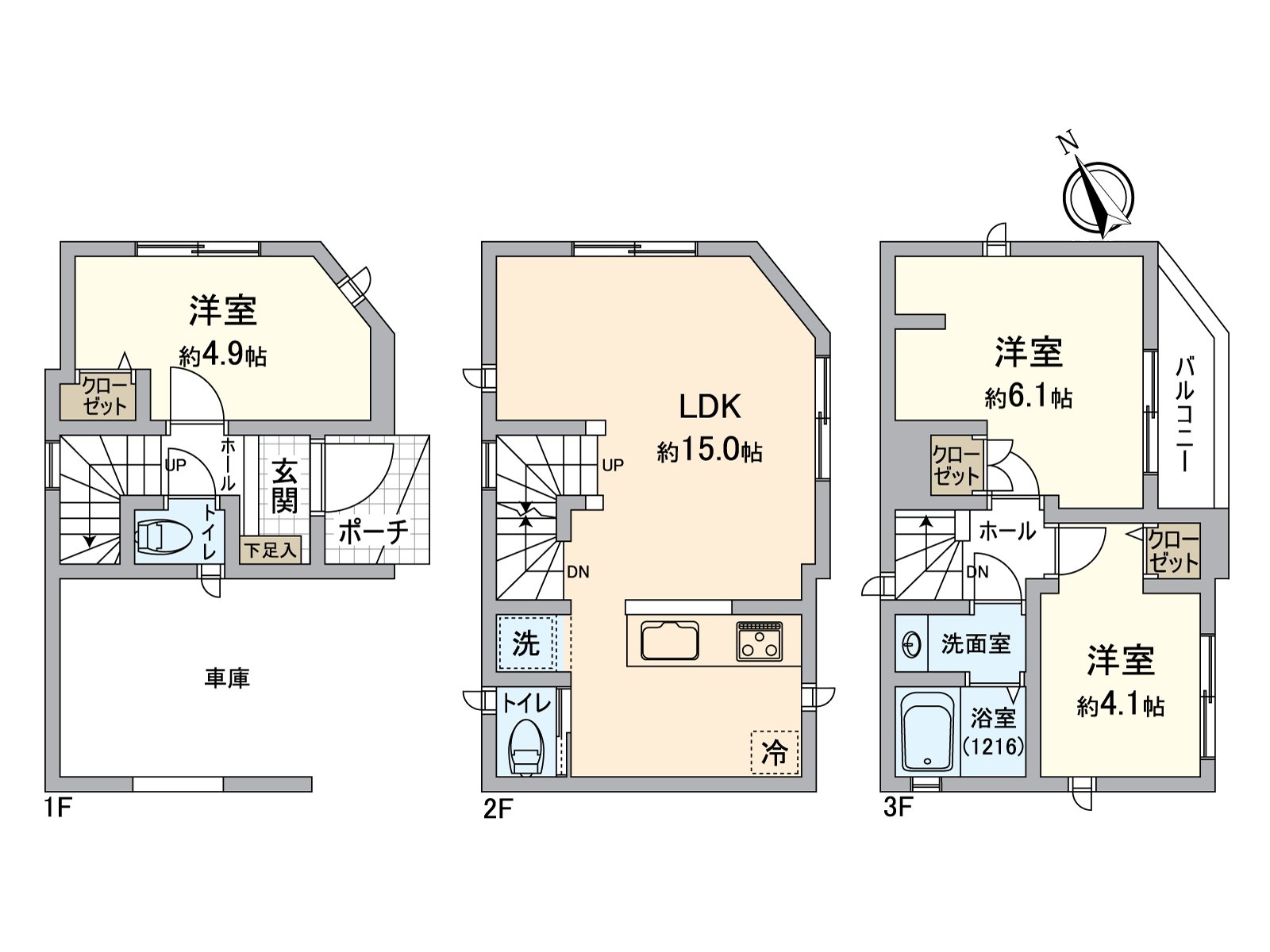 Living stairs are adopted and are the Plan which the communication with the family is easy to take. About 15.0 quires of LDK three are lighting; a positive our; is good. Storing is established in the everywhere.
