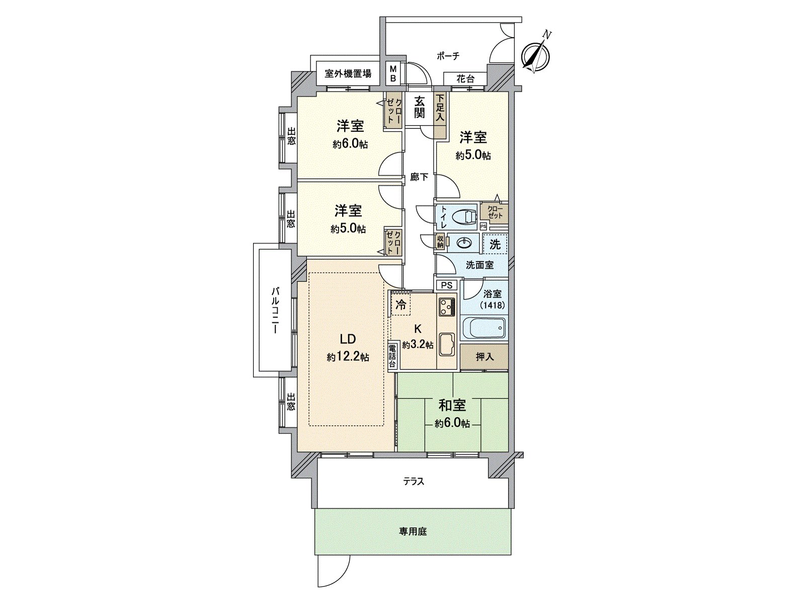 It is 3 direction dwelling units with the garden for exclusive use of the Terrace ･ with the independency. I arrive to Southeast, and an authority of ･ style per positive is good. The kitchen which is easy to be released of a feeling of life is the specification that the inside is hard to be seen with an independent model.