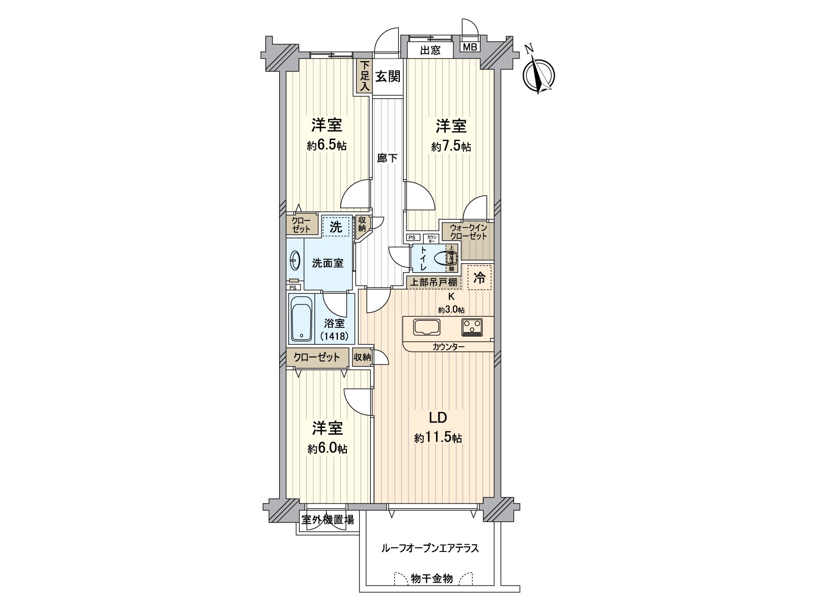 关于南西作为阳光良好度的家。客餐厅有屋顶Open Air Terrace，是开放性的空间。WIC或者走廊收纳到处有收纳，能广泛地确保居住空间。