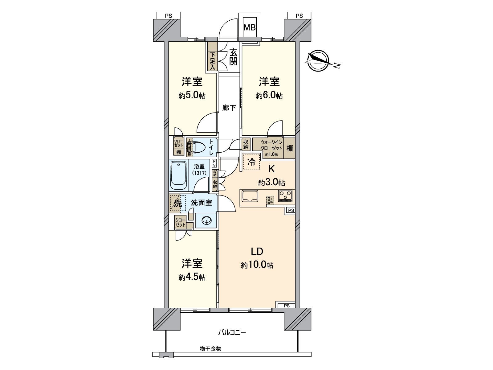 The house where the abundant storing including the walk-in closet is established. I can secure house space widely.