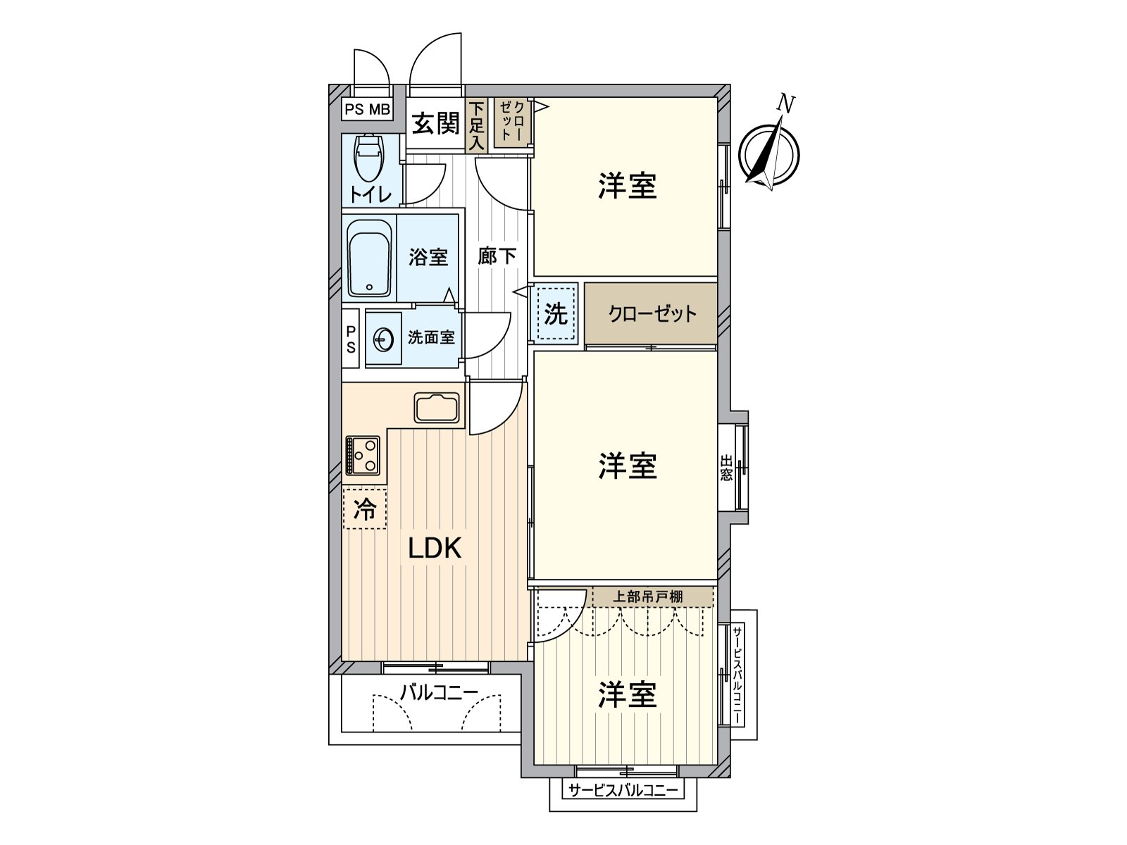 It is located in the 4-story-above-the-ground low-rise building Residence, the 4th floor part. As it is Top Floor, it is hard to be worried about a life sound. There is a feeling of opening in corner unit, and the ･ wind per positive lets it go through, and it is good.
