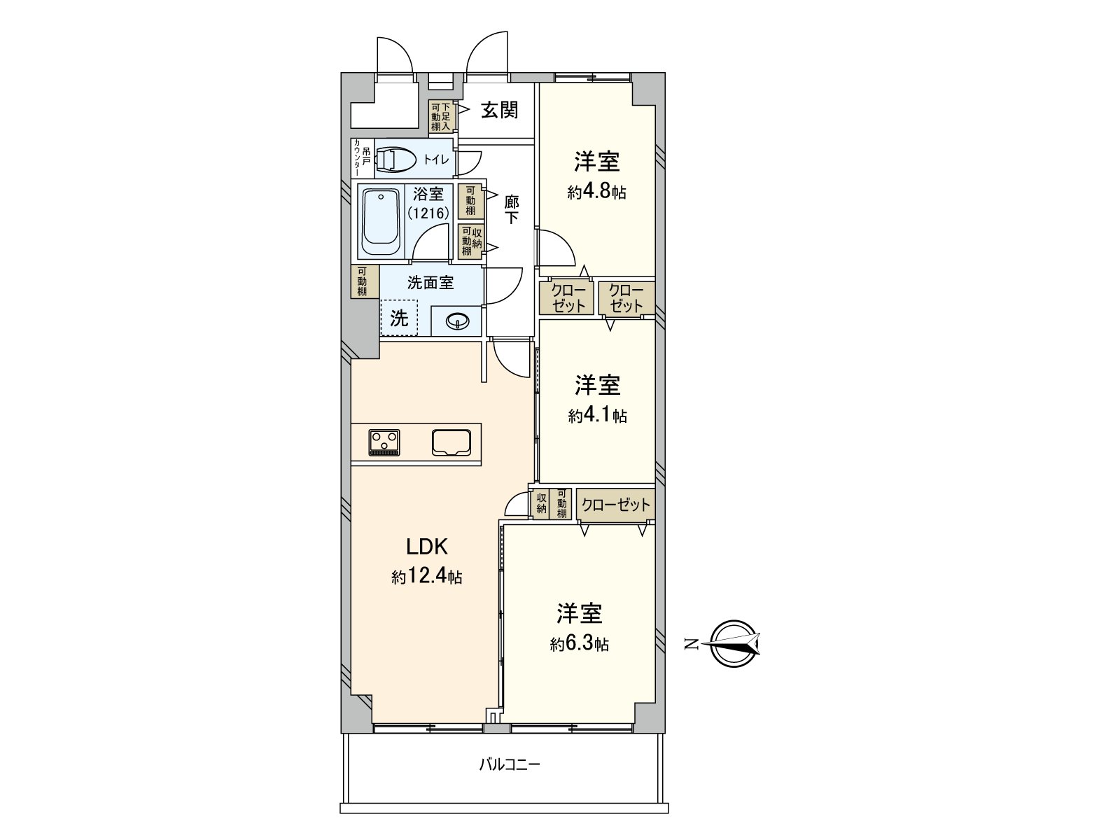 Storing is established, and all rooms can keep house space clean. As Western-style room two rooms are next to LDK, it is easy to take interfamily communication, and the life line of flow is smooth, too.