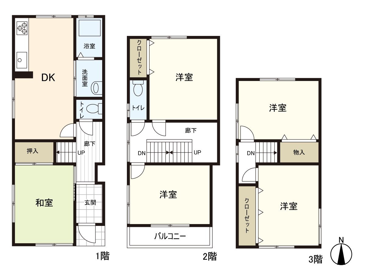 [户型平面图]是建筑面积97.55平米、5DK的房型。