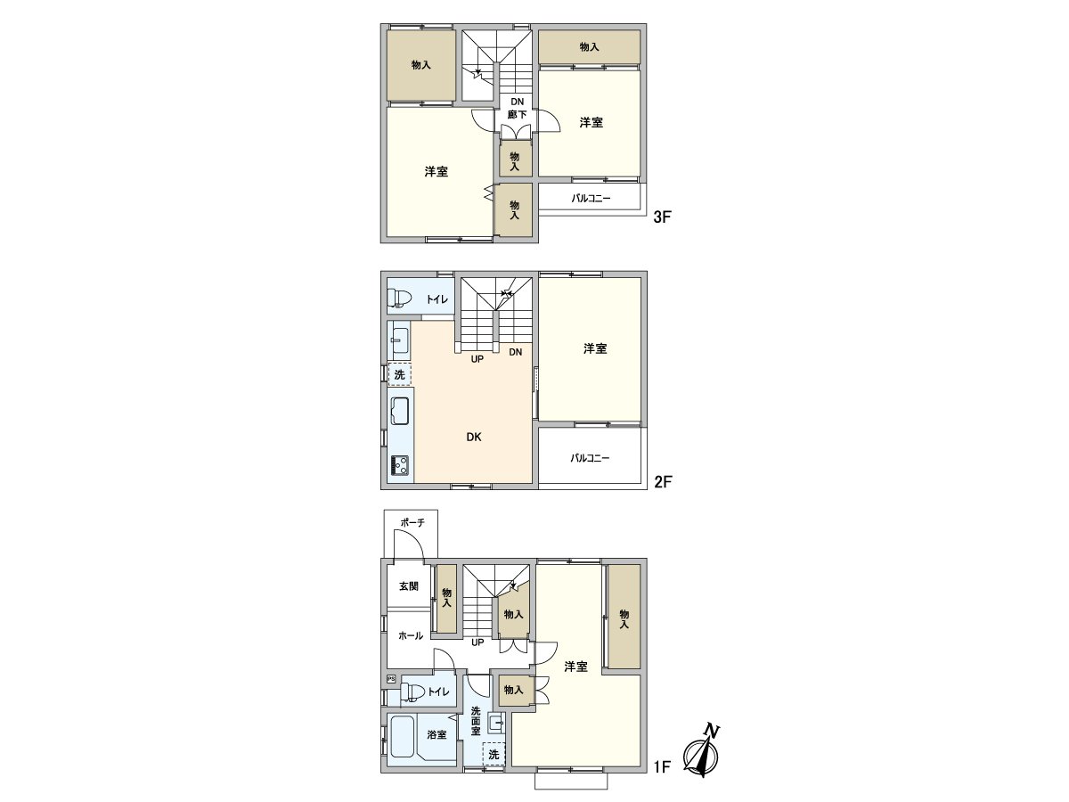 建築面積約97.6平方公尺的3層樓