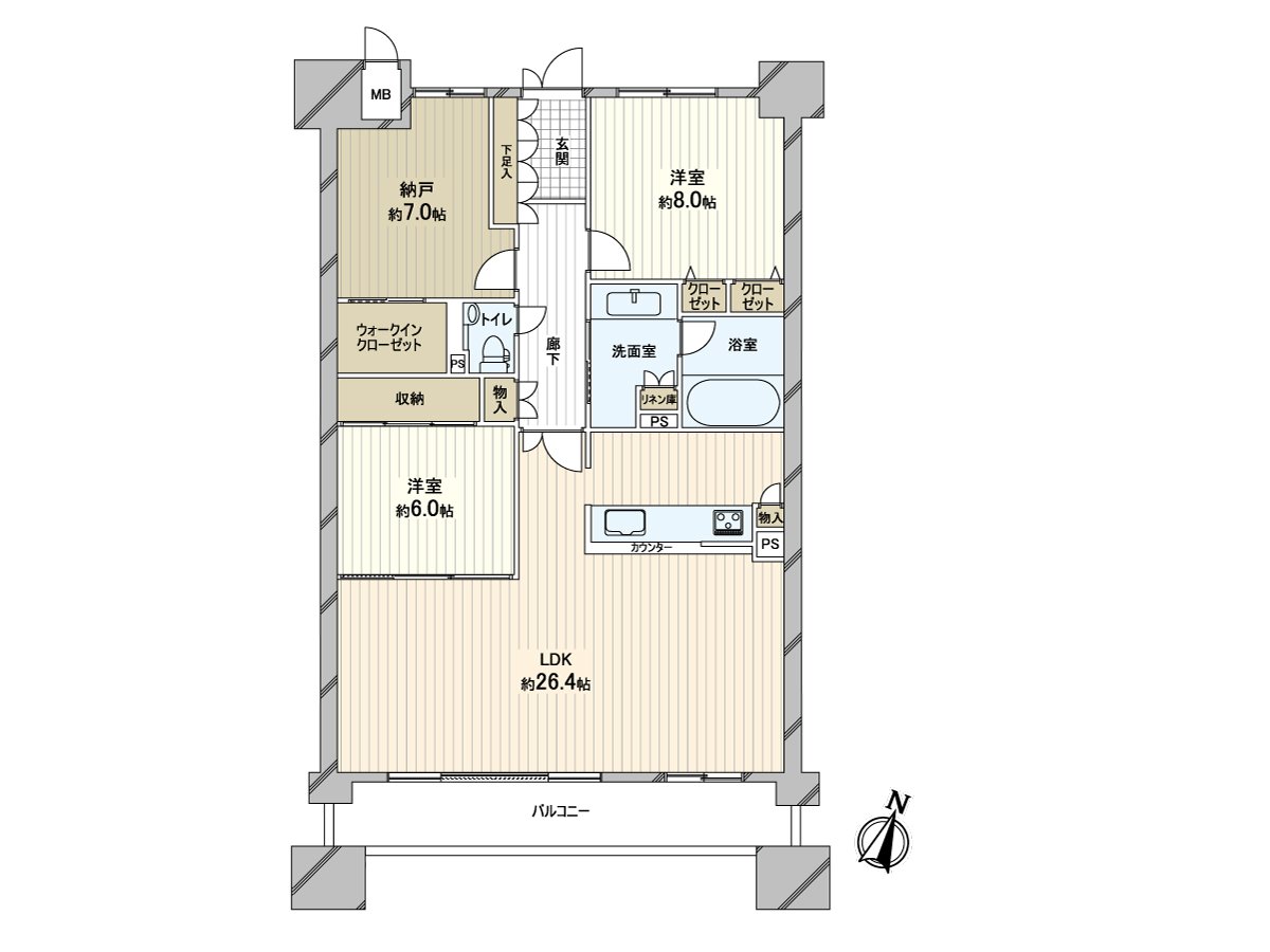 [floor plan] It is Plan of 105.95 square meters of exclusive area, 2SLDK.