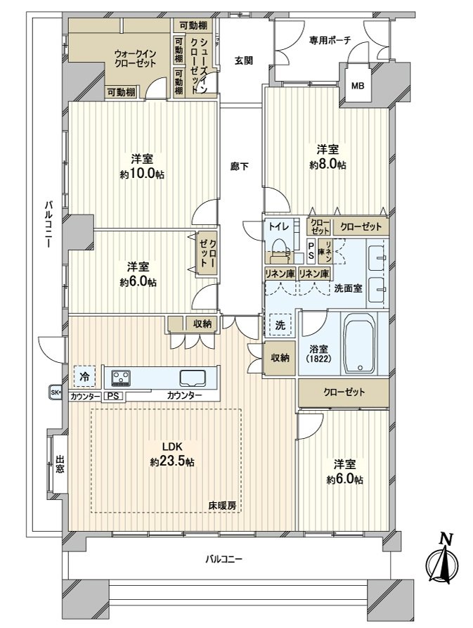 Exclusive area: Southwest corner unit of 130.75 square meters