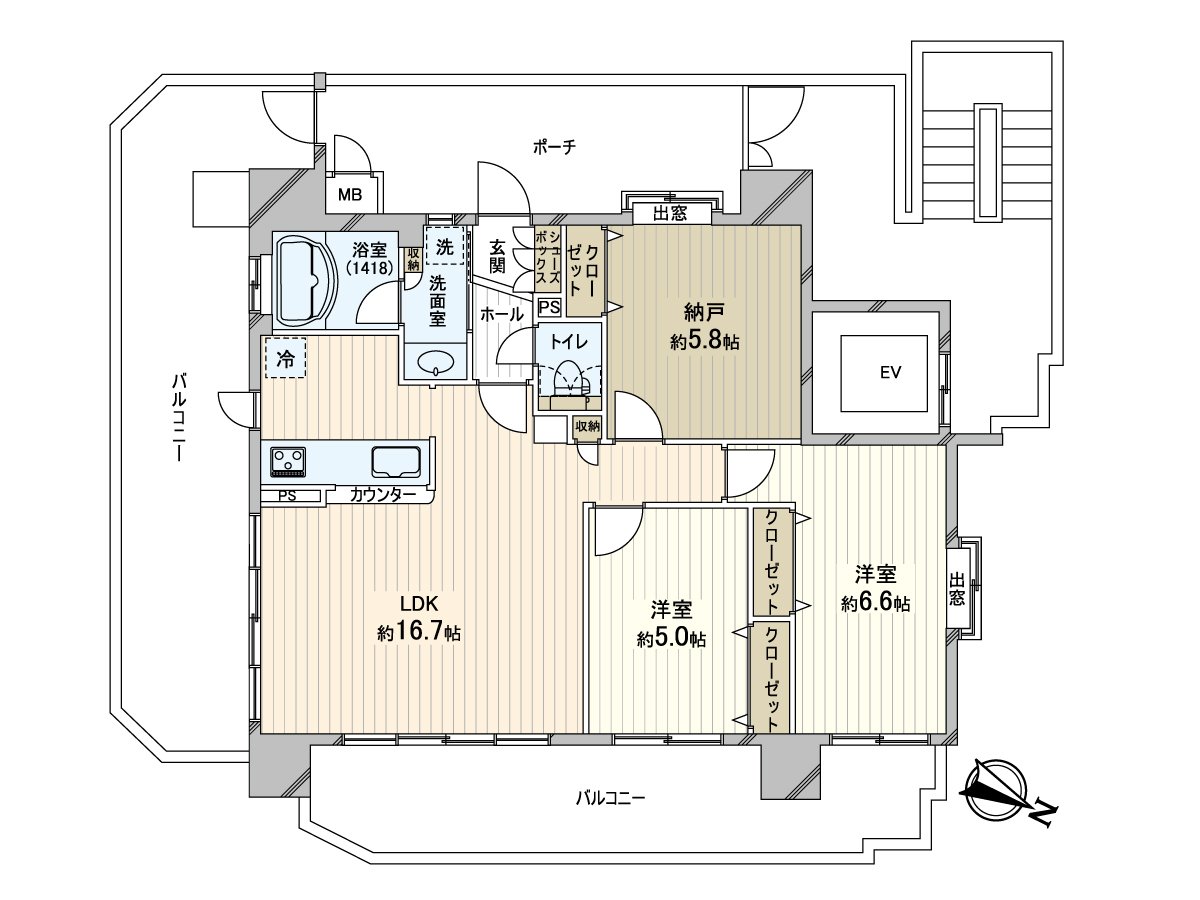 [房型图]约16.7张塌塌米LDK在开放式厨房使用每个居室有收纳。