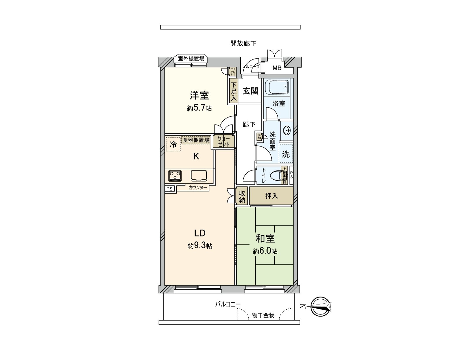 One Japanese-style room adjacent to an LD is available for the use. It becomes the space with a feeling of in total about 15.3 quires of opening. As the everywhere is provided with storage space, I can keep house space clearly.