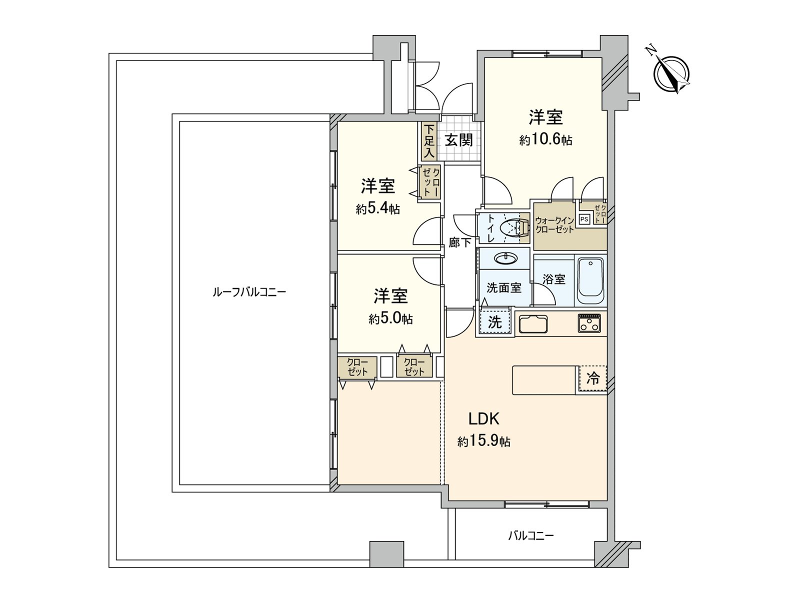 As it is corner unit of Southwest, the Northwest, the ventilation per positive is good. You can spend it at ease without being worried about a person's eyes. LDK becoming the main space of the life is about 15.9 quires of area.