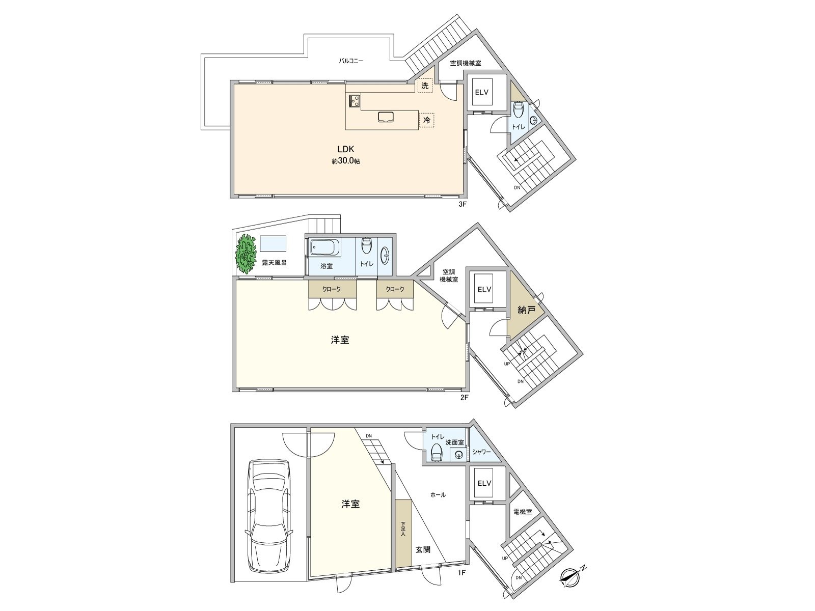 LDK被對3樓部分設定。難以在意來自外面的視線，家族一起，并且舒適地可以度過舒適的一時。