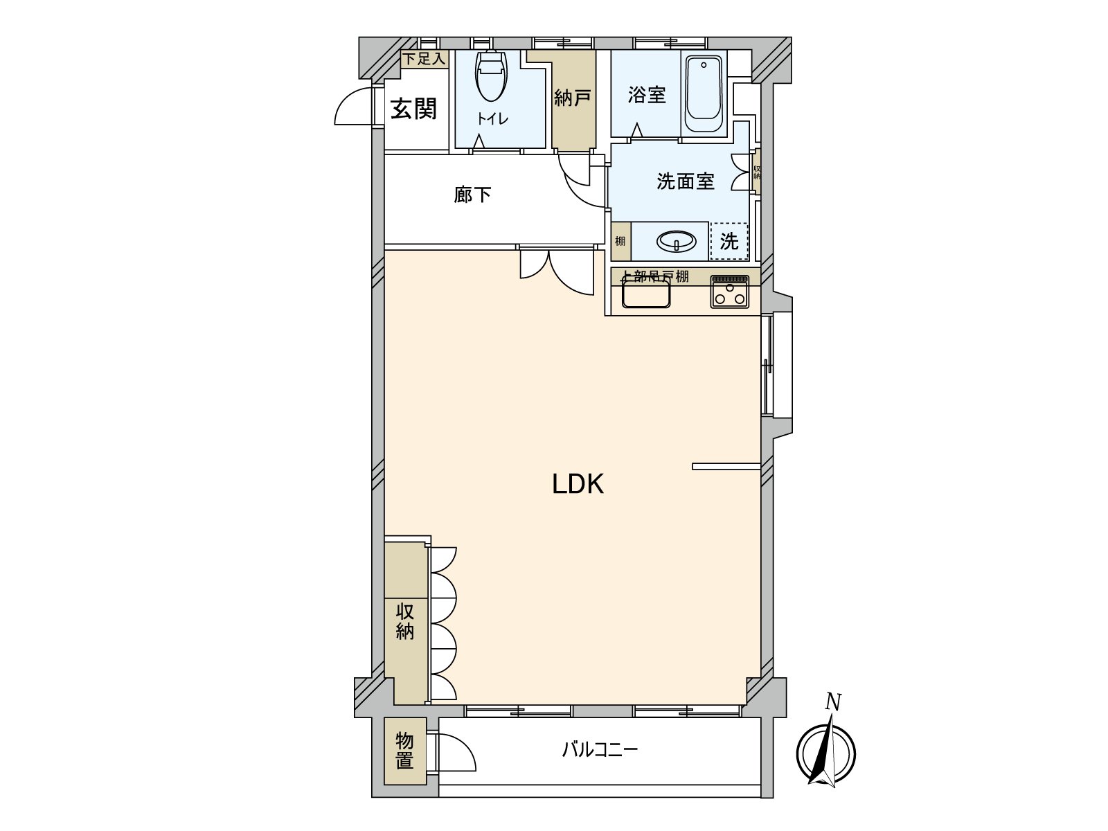 Plan of "LDK+S" designed around extensive LDK. In Southeast corner unit, an authority of ･ style per positive is good together.