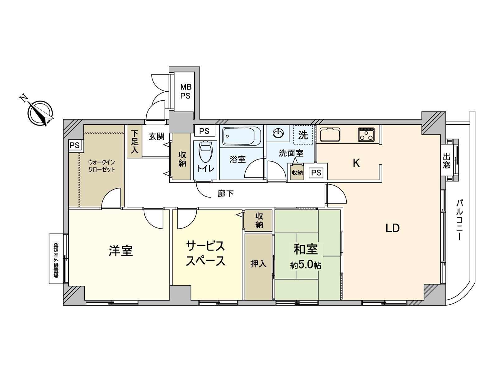 As the everywhere including WIC is provided with storage space, I can keep house space clearly. One Japanese-style room adjacent to an LD is available for the use. You can spend it in space with a feeling of opening.