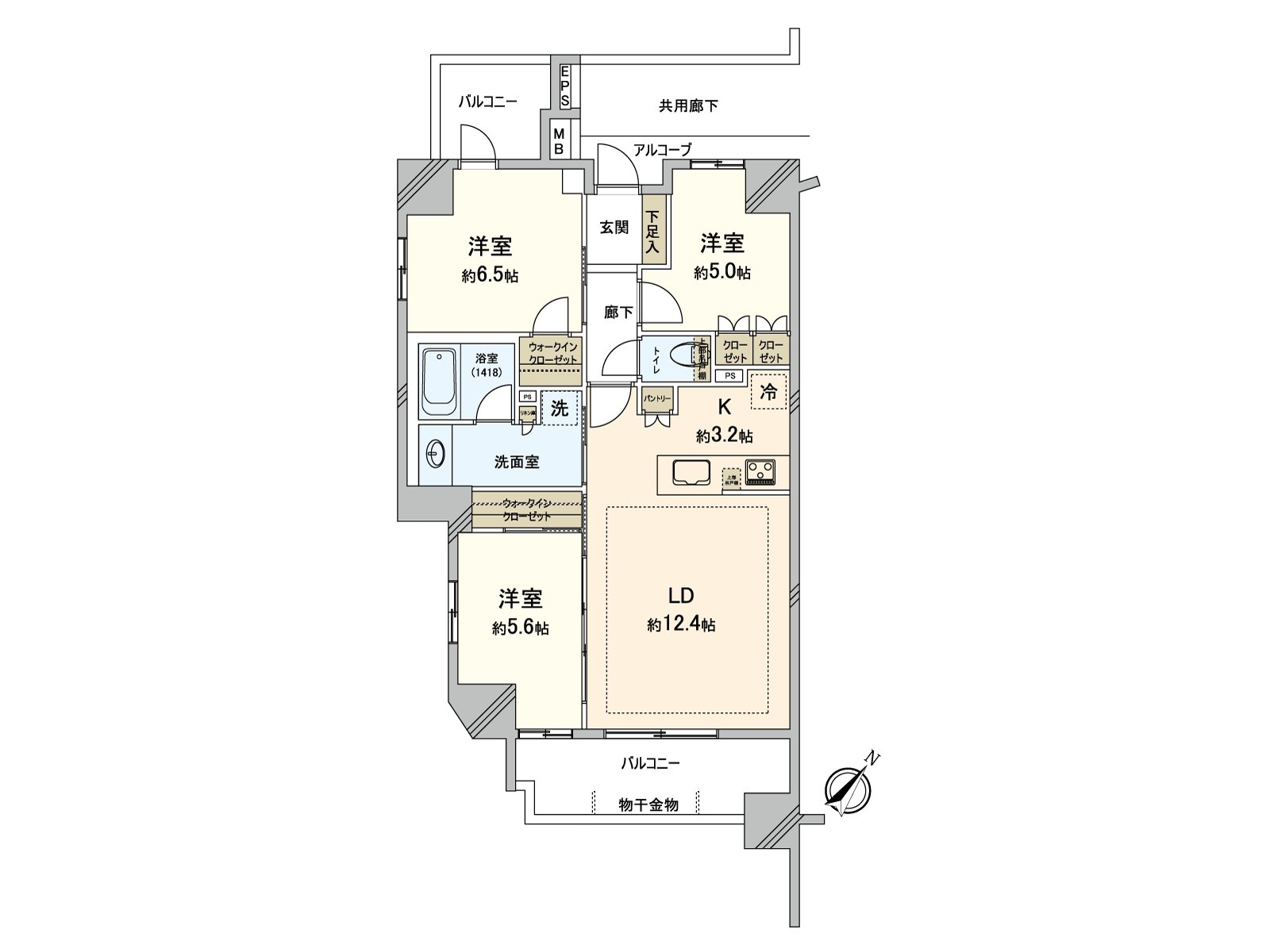 Island kitchen counter is adopted and can cook it while watching a child. It becomes the opening-like space if I open the sliding door of about 5.6 quires of Western-style rooms adjacent to an LD. Two rooms are provided with WIC and can store clothing and a bag clearly.