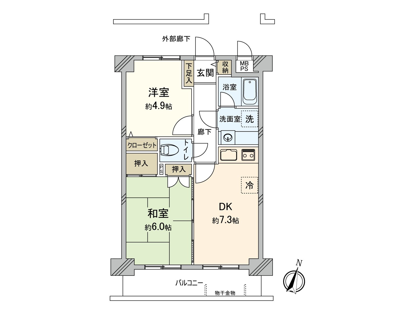 The Southeast side Terrace has width to extend over LDK and the Japanese-style room (about 6.0 quires). It is located in the 5th floor part of 9 stories above the ground and is the good dwelling unit per positive.