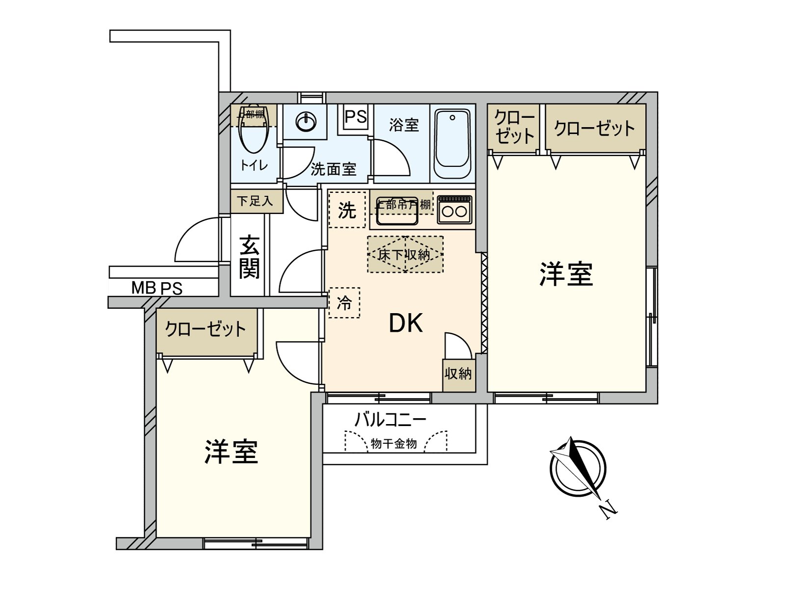 Storing is with all rooms and can secure house space widely. Each Western-style room can go in and out of dining kitchen, and opportunities to meet each other in families increase.