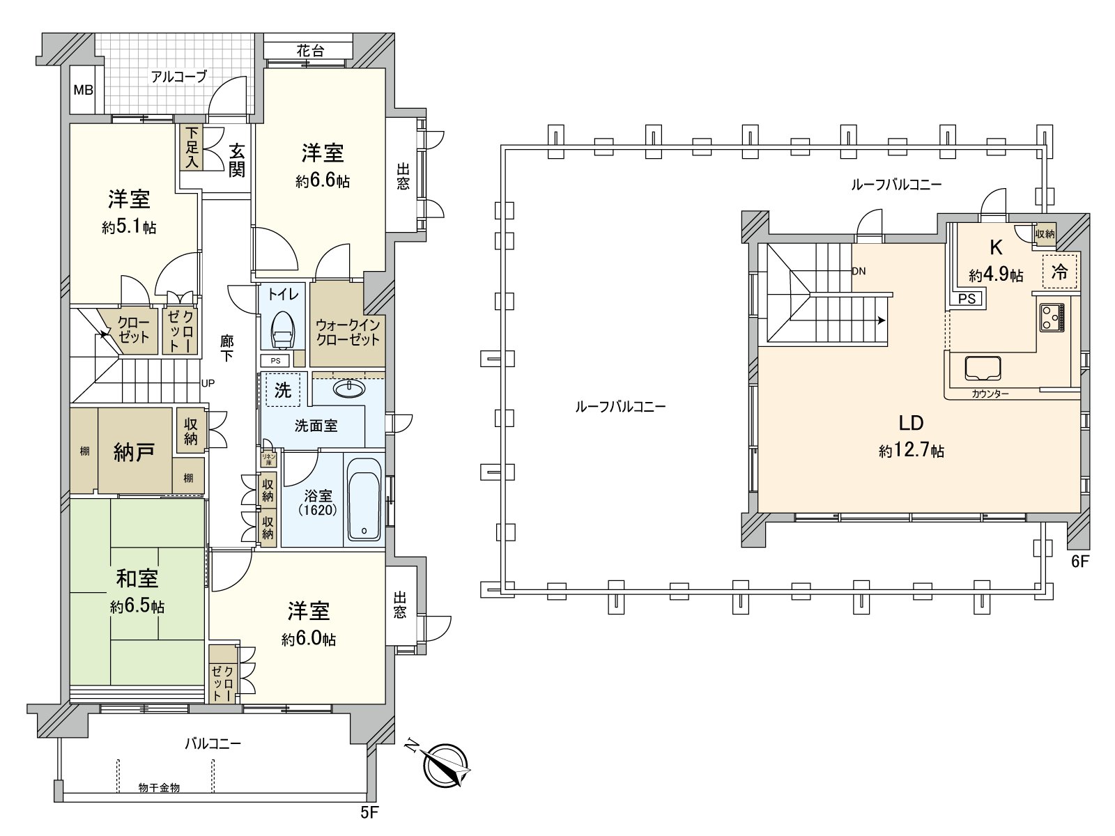 Corner unit of the Maisonette Type. The abundant storing including a walk-in closet and the storeroom is established. The roof balcony has area of 53.06 square meters.