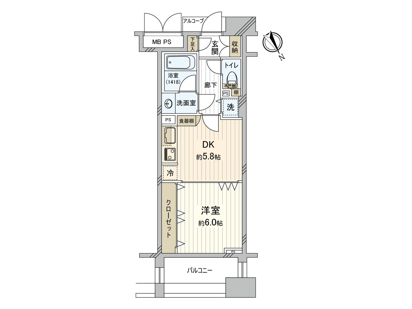 There is a door between Western-style room and DK and seems to be able to shut out a smell and the heat cooking. As the Western-style room is provided with a closet, the room is cleared up clearly.