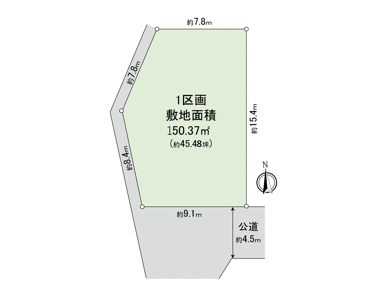 Land for sale with a space of the plottage about 45.4 tsubo having good exposure to the sun in the south side road