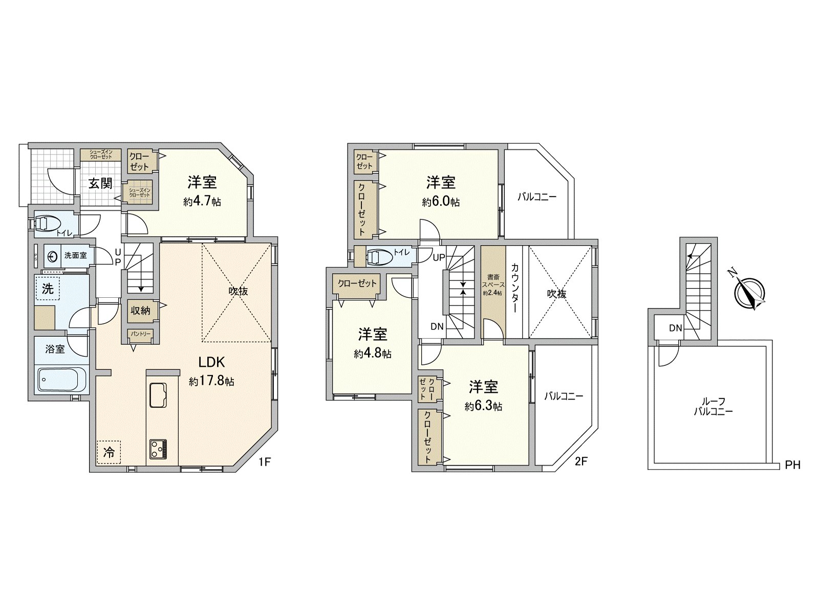 便於通勤上學的位置的4LDK新建透天房