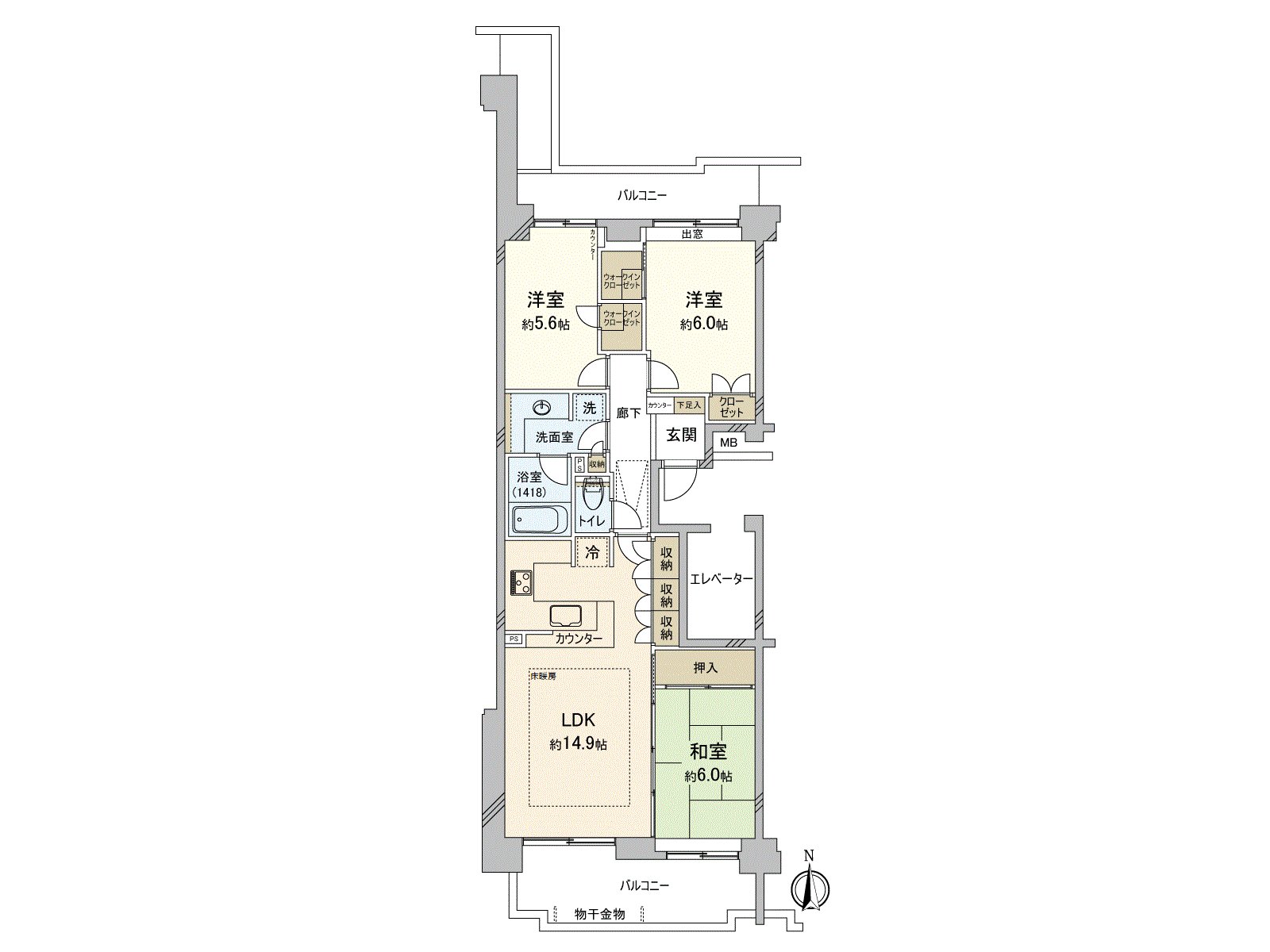 3LDK of the ･ ventilation per positive. 76.61 square meters of exclusive area